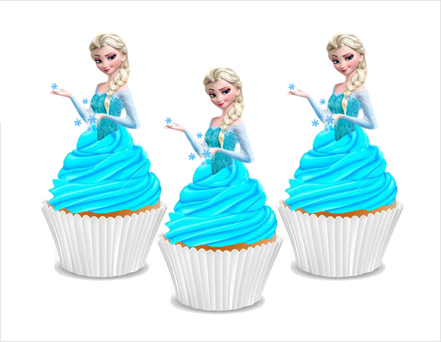 12x EDIBLE Elsa Frozen Princess half body Wafer Card cupcake cake toppers uncut