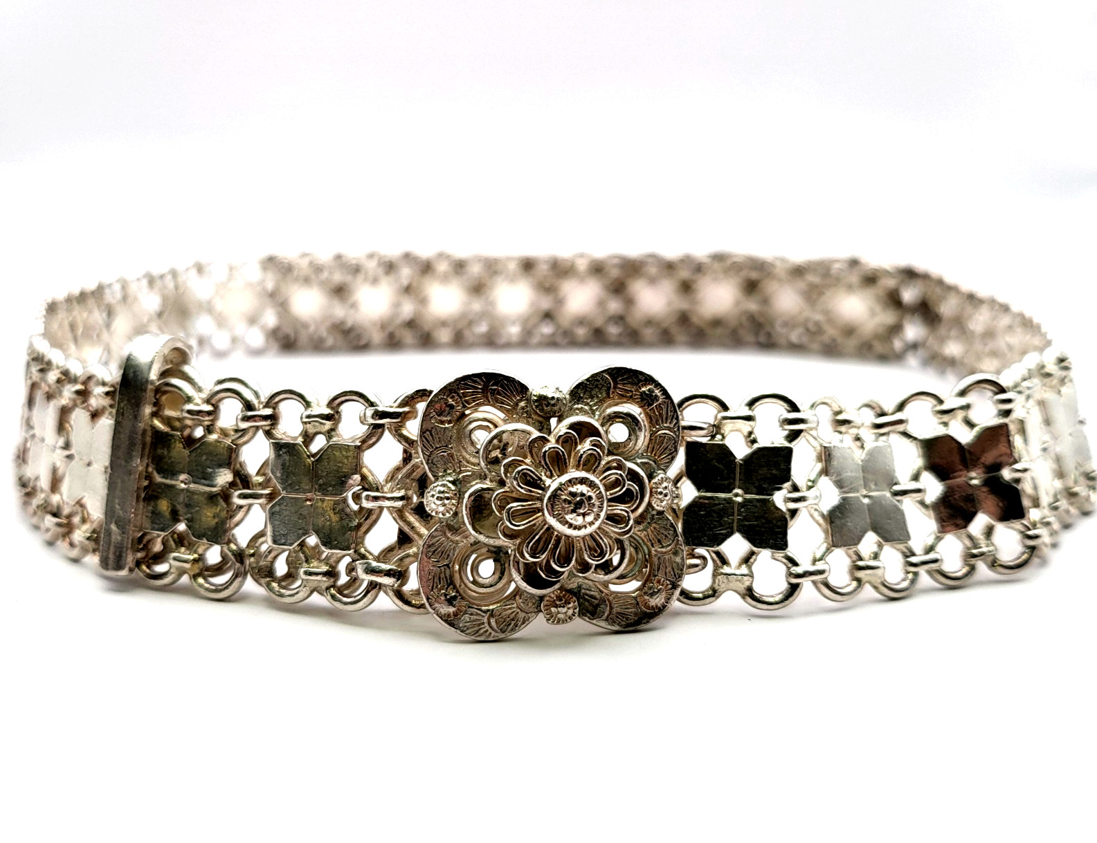 Vintage Fine Silver 100%  flowers belt 34\