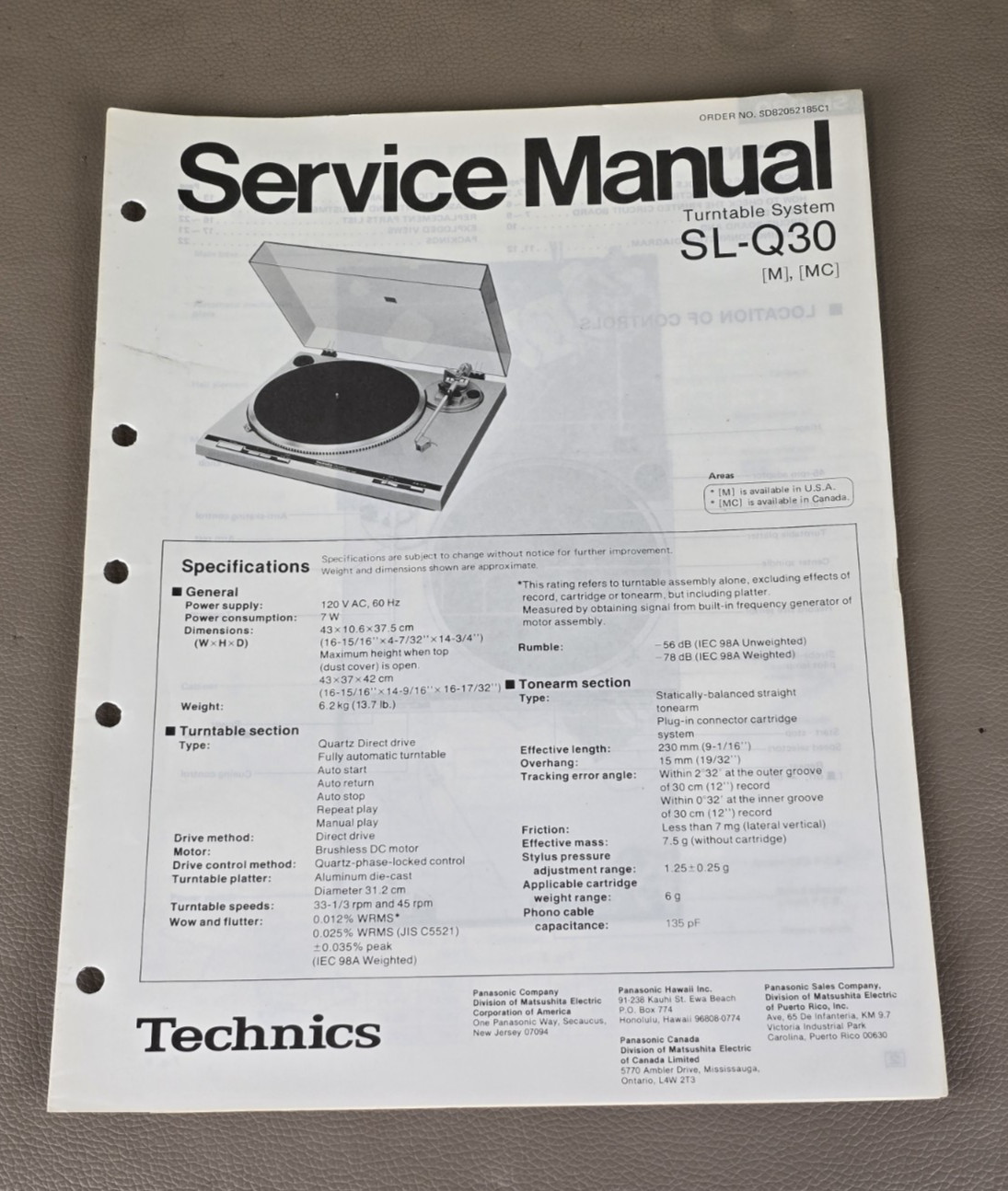 Technics SL-Q30 Turntable Service Manual D-4373