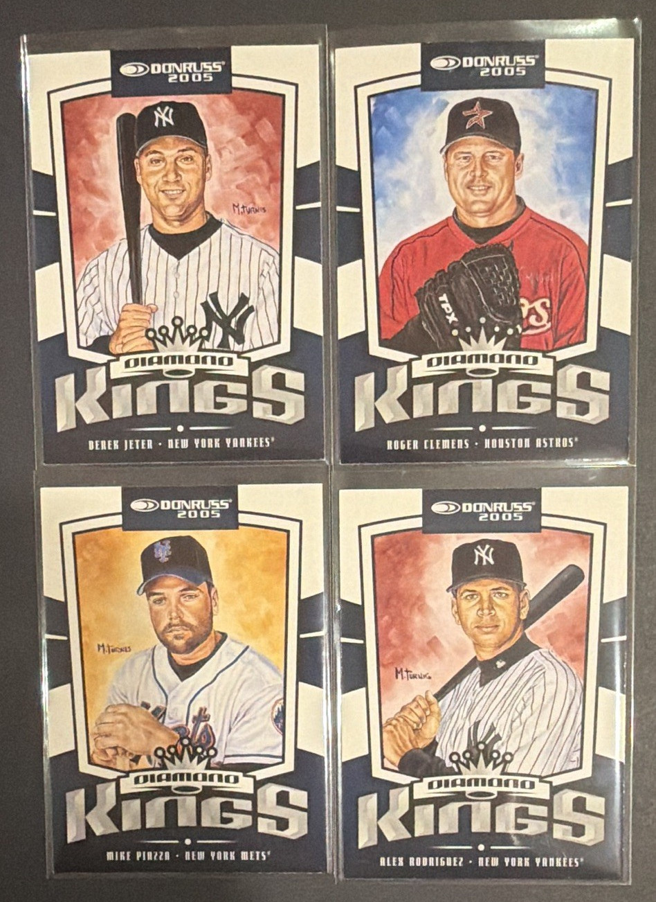Donruss 2005 Diamond Kings 4-Card Lot Jeter Clemens Piazza Rodriguez #14-17 Donruss 2005 Diamond Kings 4-Card Lot Jeter Clemens Piazza Rodriguez #14-17