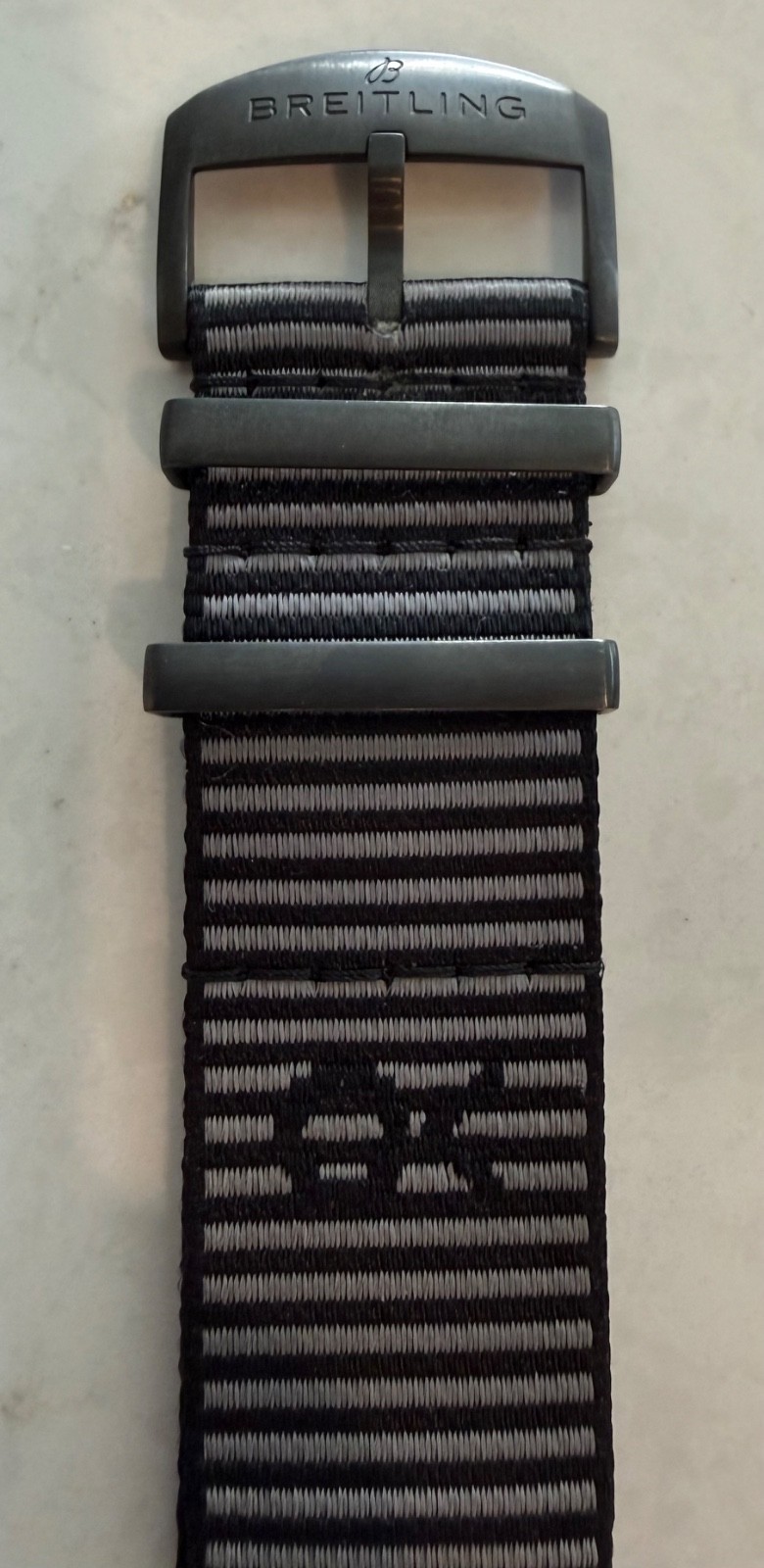 BREITLING X OUTERKNOWN ECONYL® NATO STRAP – 24MM – BLACK/GREY – GREAT CONDITION