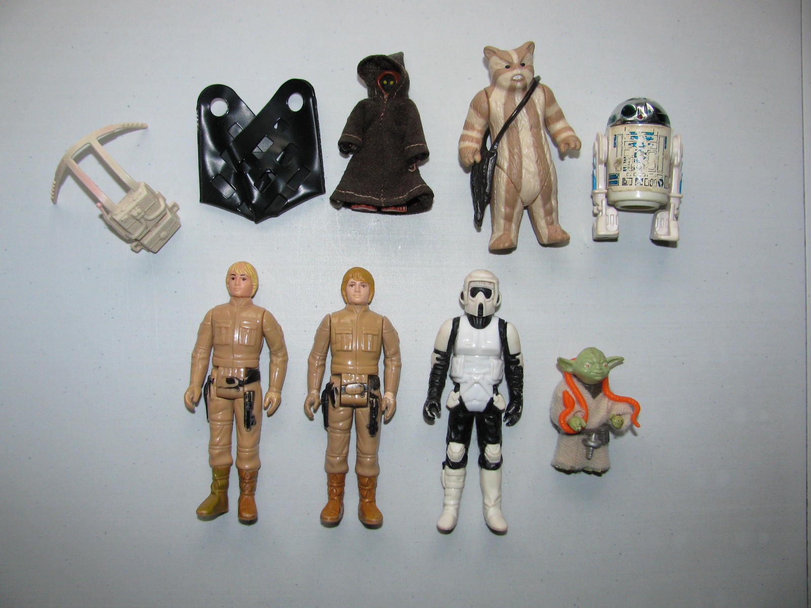 Vintage Star Wars Figure Lot. Yoda,Luke,Biker Scout,Jawa,Logray, Kenner 1977-83