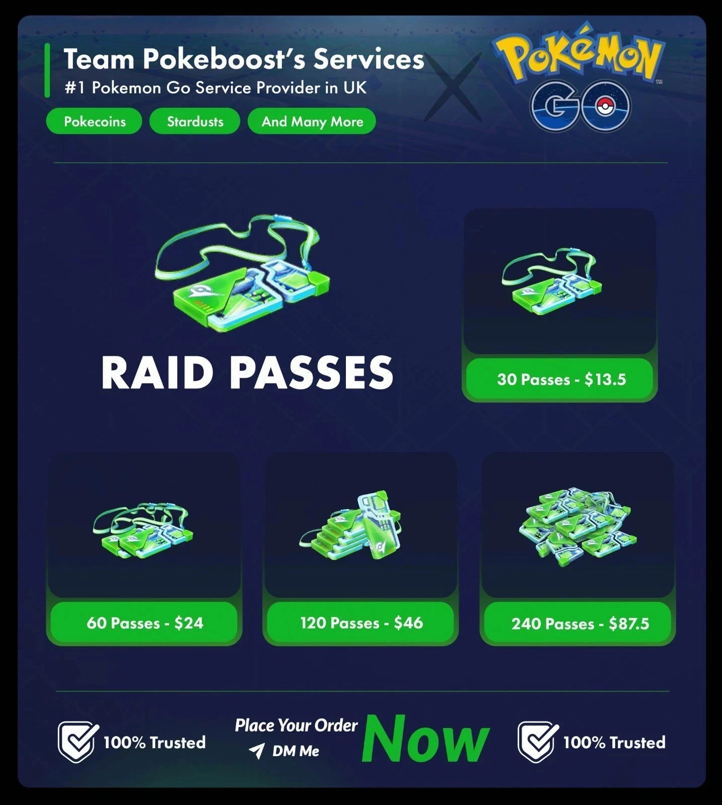 Pokémon Go Premium Passes X60/READ DESCRIPTION