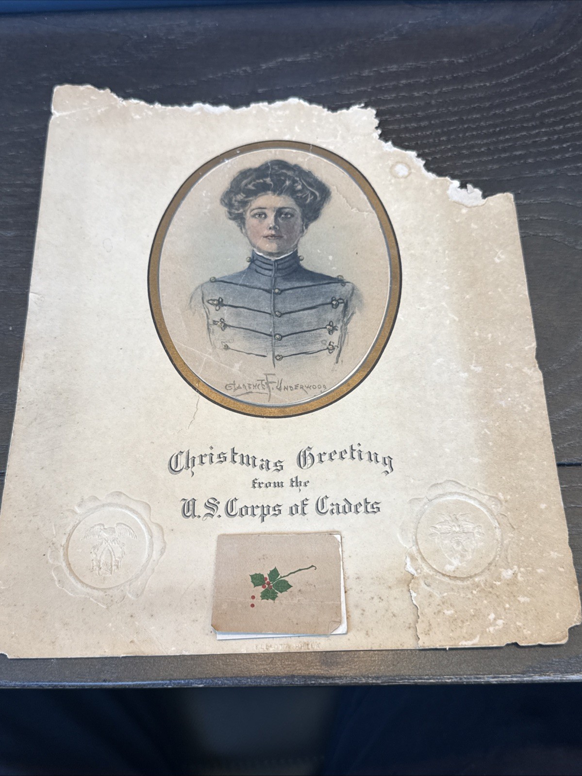 Super Rare 1909 U.S. Corps. Of Cadets West Point Christmas Calendar With Female