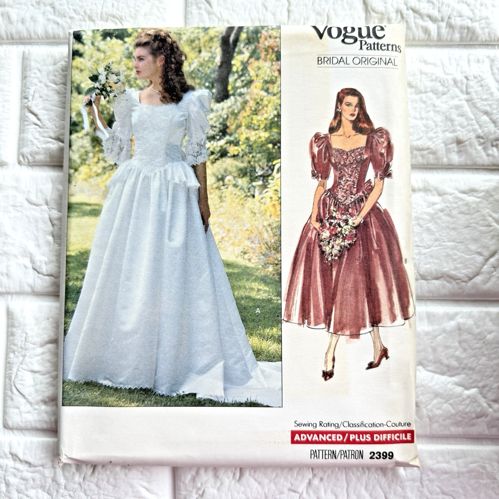 Vtg NEW Vogue 2399 Pattern 6 8 10 Bridal Original Wedding Pattern Puff Sleeve FF