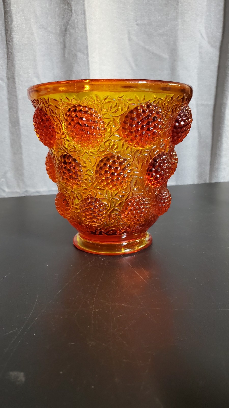 Rare Fenton Amberina Vessel of Gems High Relief Raspberry Orange Red Vase