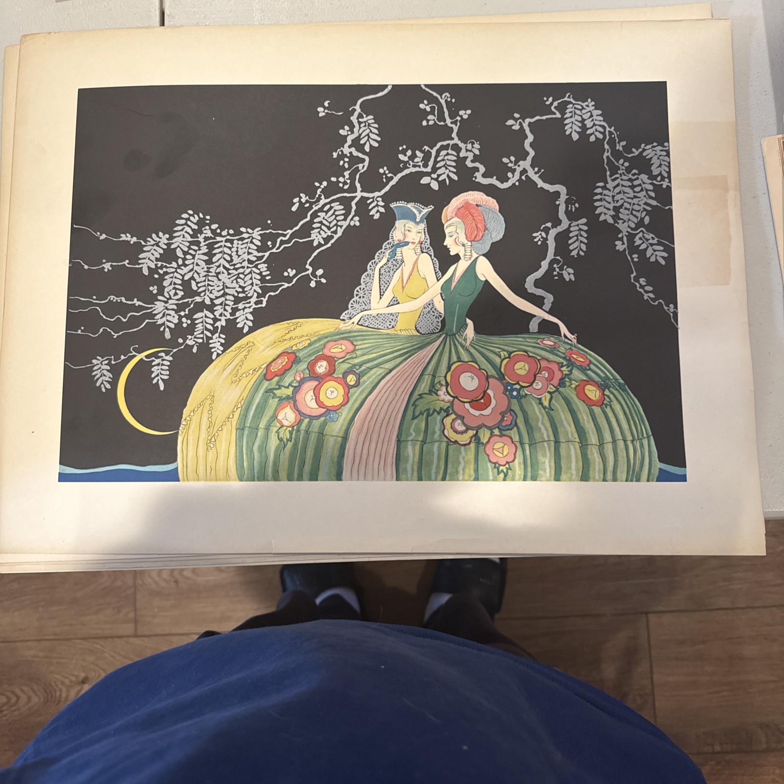 Vintage French Pochoir Print Art Deco UnFramed