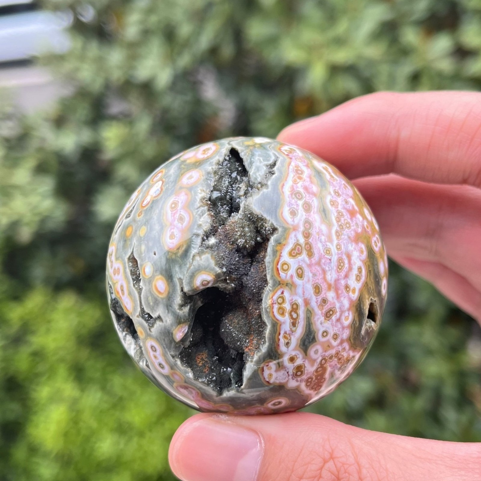 200g Natural 8th Vein Ocean Jasper Sphere Crystal Healing Ball Home Decor