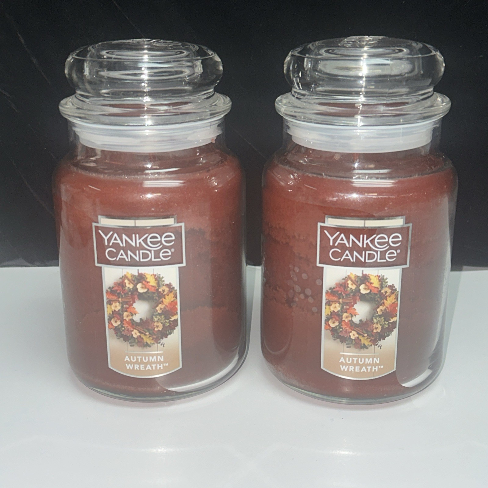LOT OF 2-NEW-Yankee Candle AUTUMN WREATH Large Jar 22oz LOT OF 2-NEW-Yankee Candle AUTUMN WREATH Large Jar 22oz