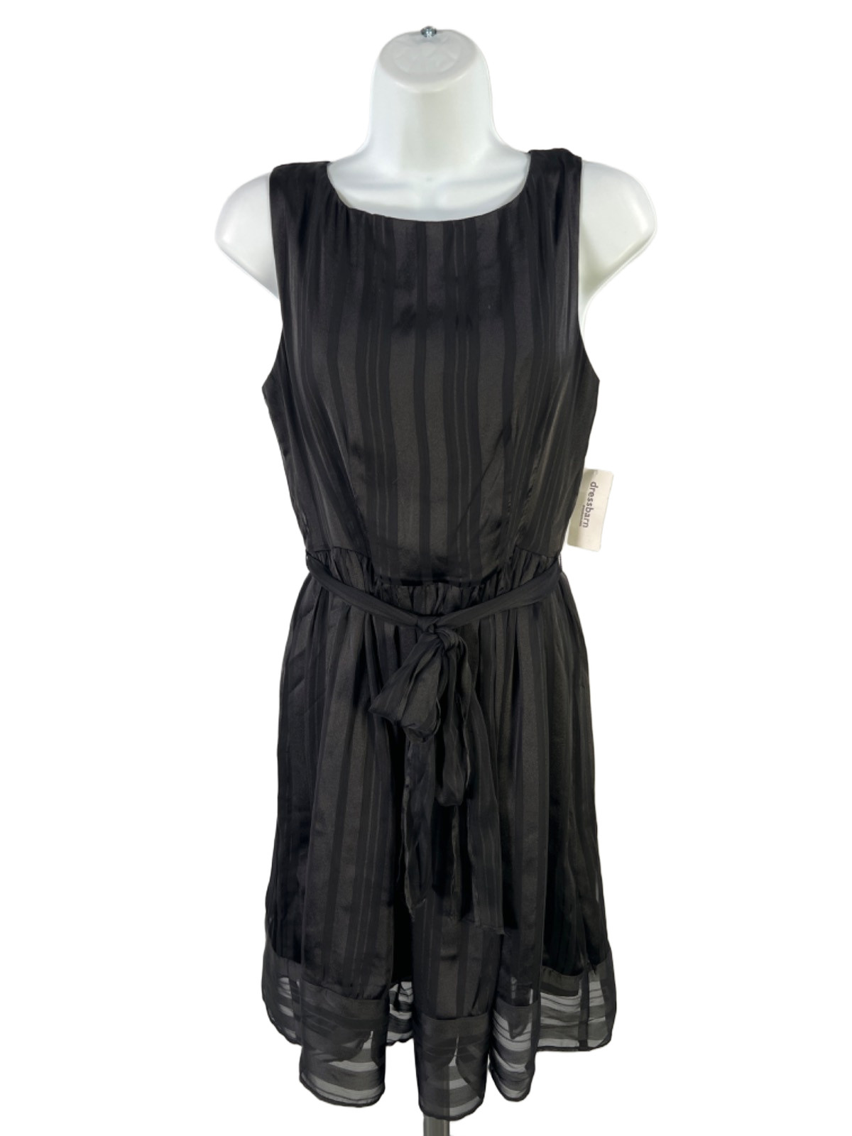 Carmen Marc Valvo Women\'s Black Luxe Striped Sleeveless Mini Dress - 6 Petite