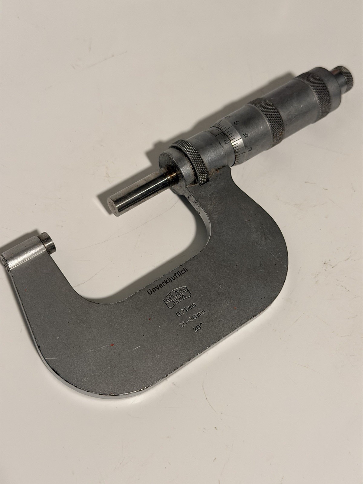 vintage Carl Zeiss Jena micrometer 35–50 mm and 0.01 mm graduations