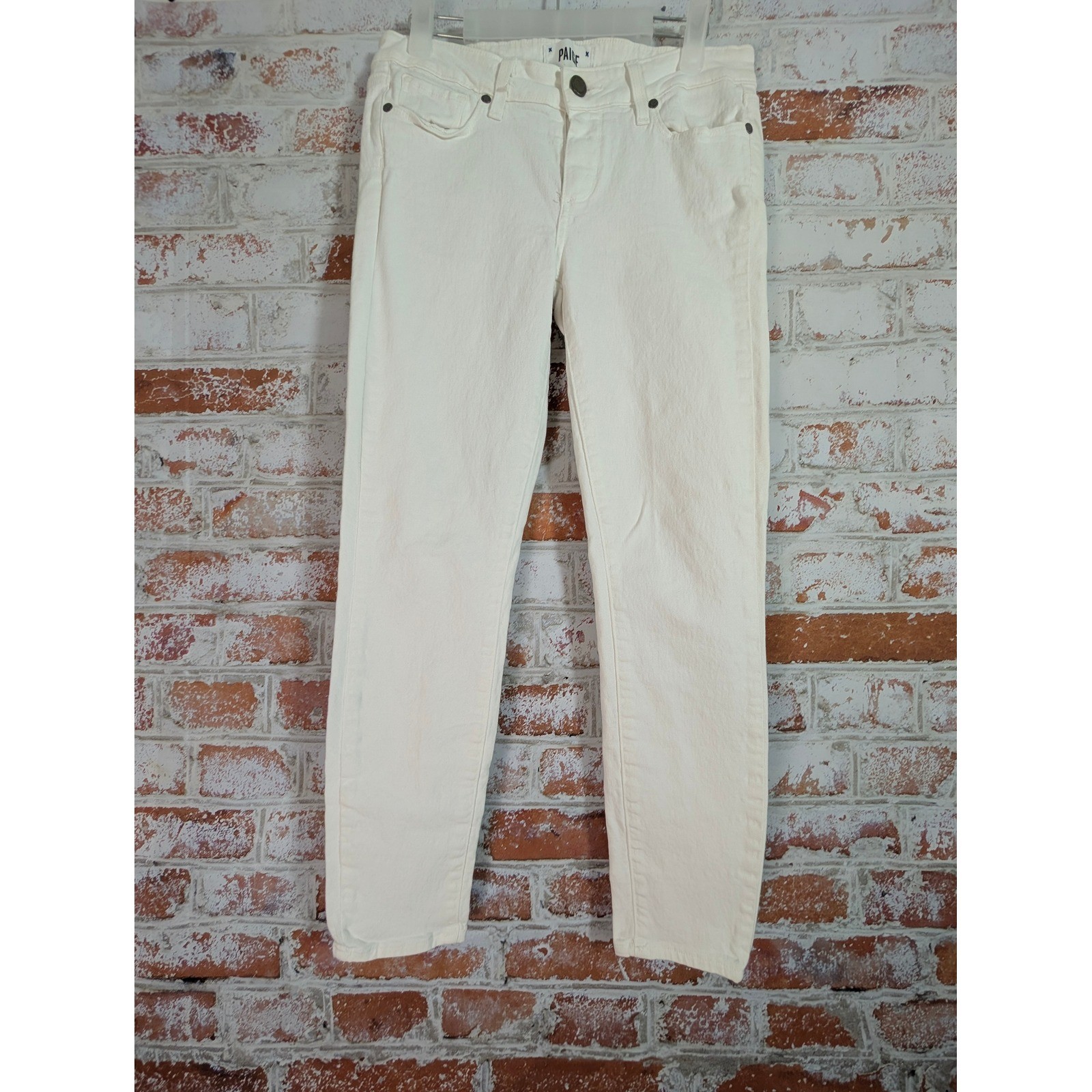 Paige Verdugo Ankle Jeans Womens 28 White Skinny Mid Rise Denim