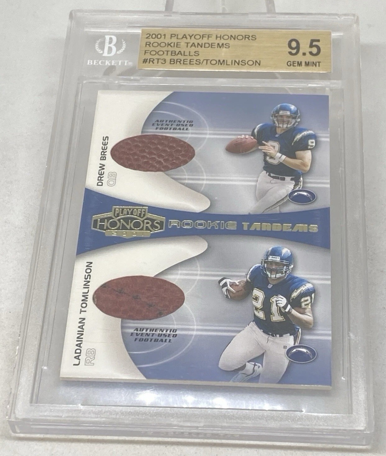 2001 RC TANDEMS DREW BREES LADINIAN TOMLINSON DUAL BALL BGS 9.5 POP 2 2001 RC TANDEMS DREW BREES LADINIAN TOMLINSON DUAL BALL BGS 9.5 POP 2