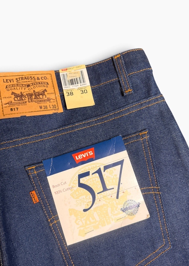 Vintage Levi\'s 517 Saddleman Boot Cut Jeans Orange Tab 38x30 Deadstock Made 1987