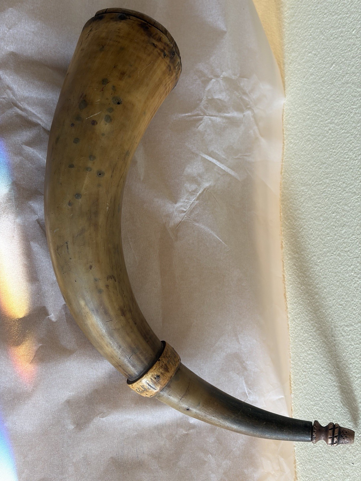 ANTIQUE POWDER HORN Initials Dated 1850? ENGRAVed CARVED HORN LOOK Very Cool ANTIQUE POWDER HORN Initials Dated 1850? ENGRAVed CARVED HORN LOOK Very Cool