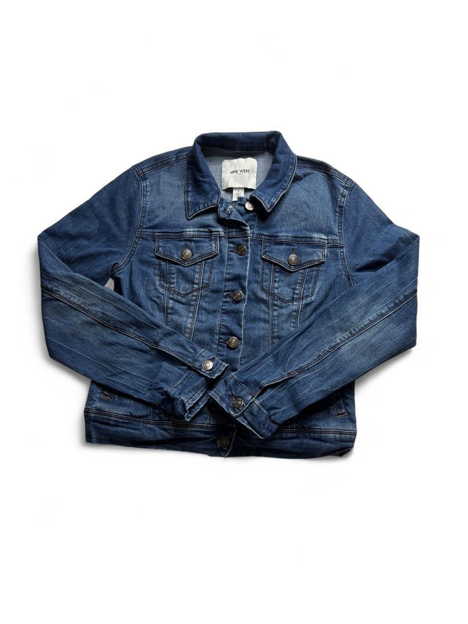 Nine West Blue Denim Jacket Classic Trucker Size Medium