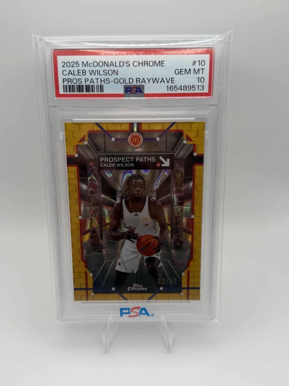 Topps 2025 McDonald's Chrome Caleb Wilson Gold RayWave /50 PSA 10 Topps 2025 McDonald's Chrome Caleb Wilson Gold RayWave /50 PSA 10