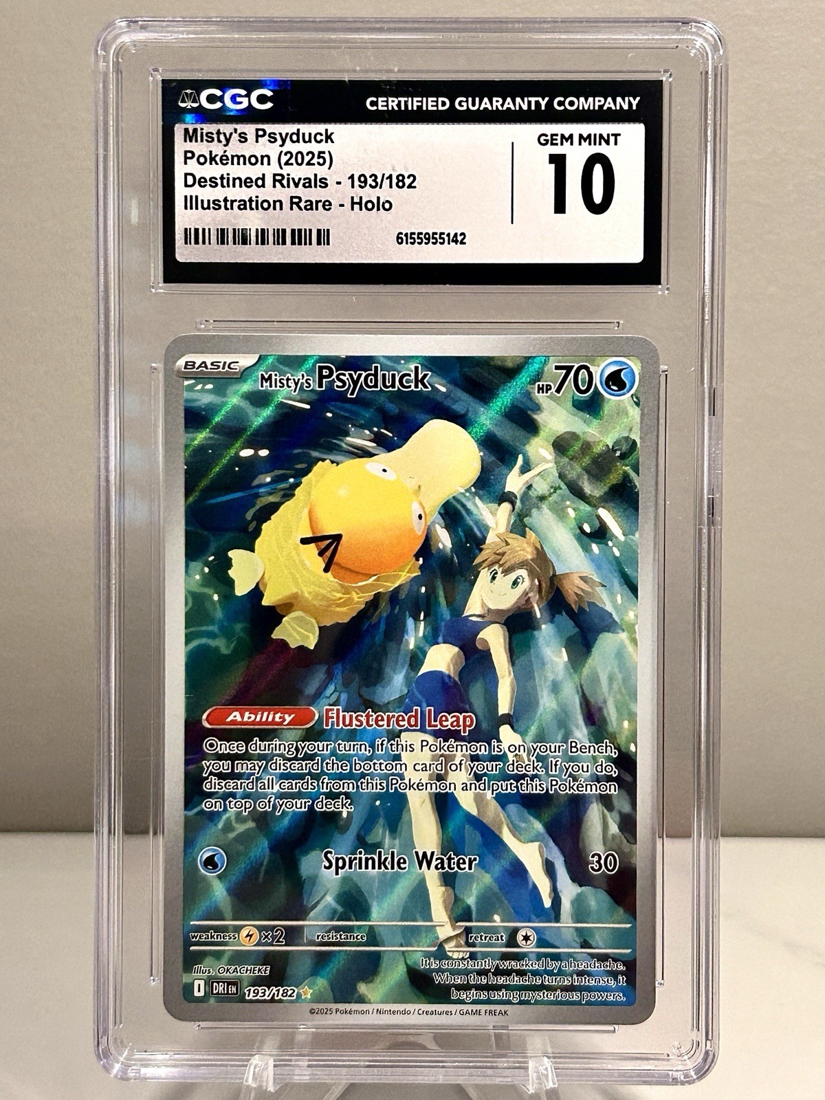 2025 Pokemon Destined Rivals Misty’s Psyduck 193/182 IR Holo CGC 10 Gem Mint