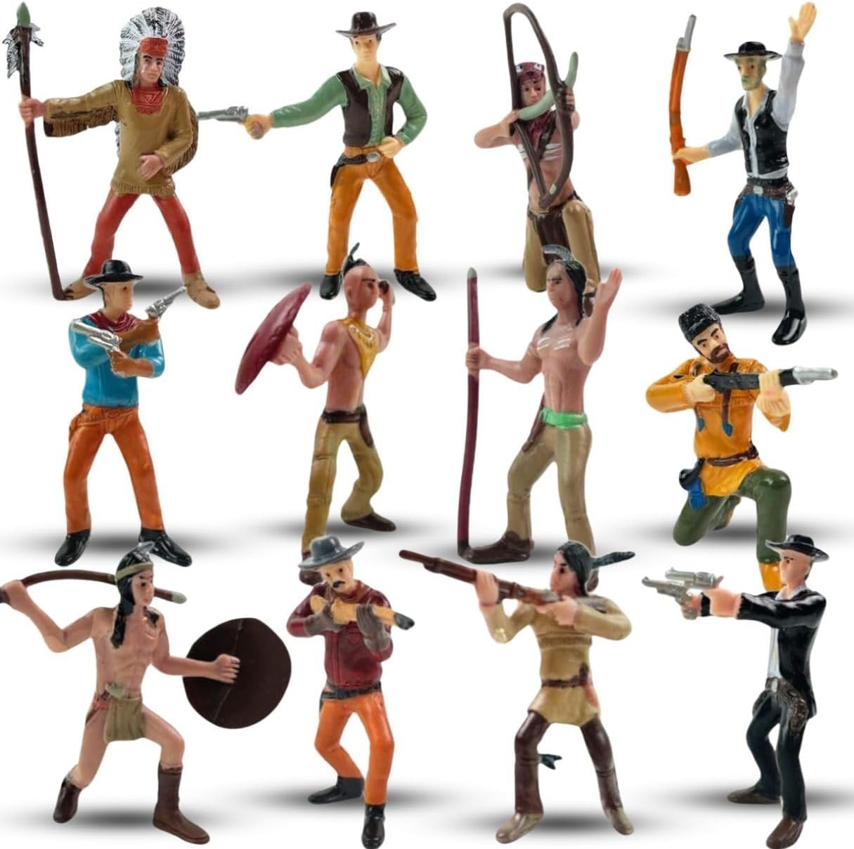 12 PCS Cowboy and Indian Figures, Mini Wild West and Native American Toy Figurin 12 PCS Cowboy and Indian Figures, Mini Wild West and Native American Toy Figurin