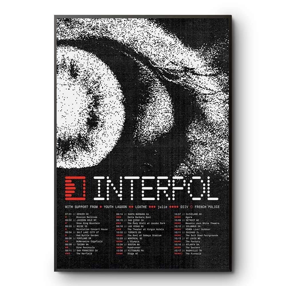 Interpol Poster 2026 World Tour Dates Art Print Indie Rock Music Wall Decor New