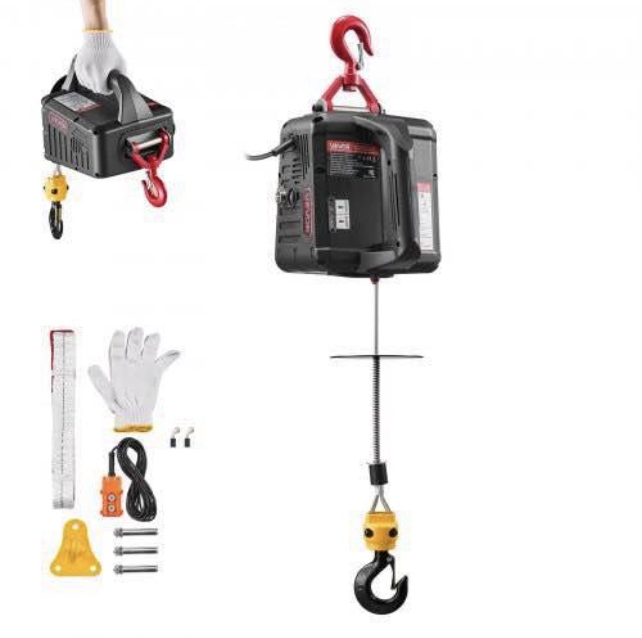 VEVOR 2-in-1 Electric Hoist Winch 1100 lbs Manual Wired Remote Control