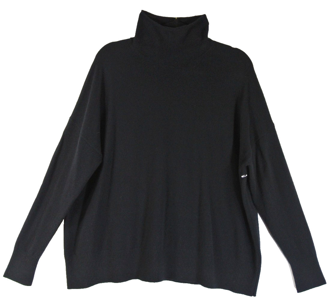 NEW, Nordstrom Turtleneck Cashmere Boxy Sweater in Black Size L #S7659