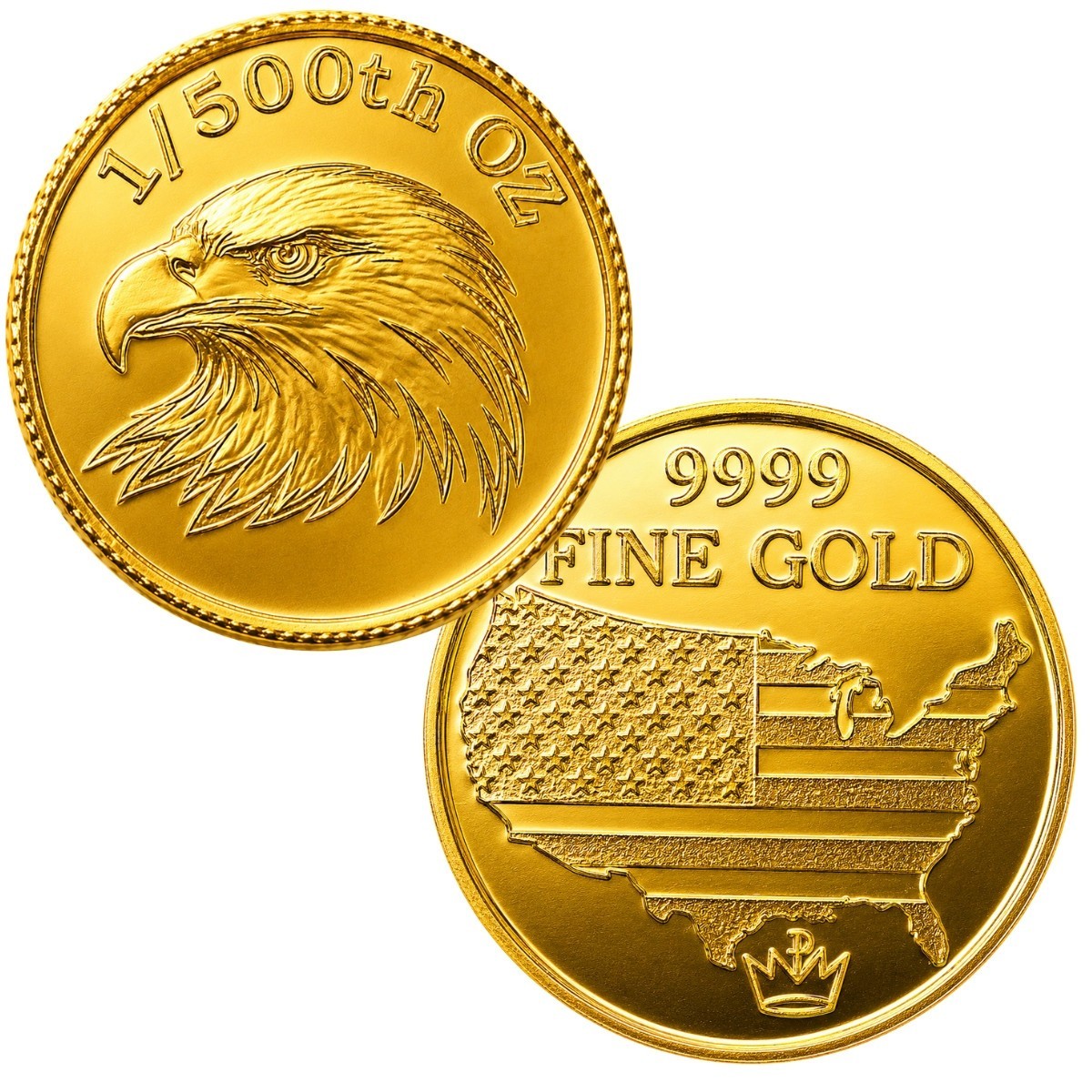 1/500 oz .9999 Fine Gold Round - Eagle Head (Sealed in Capsule)