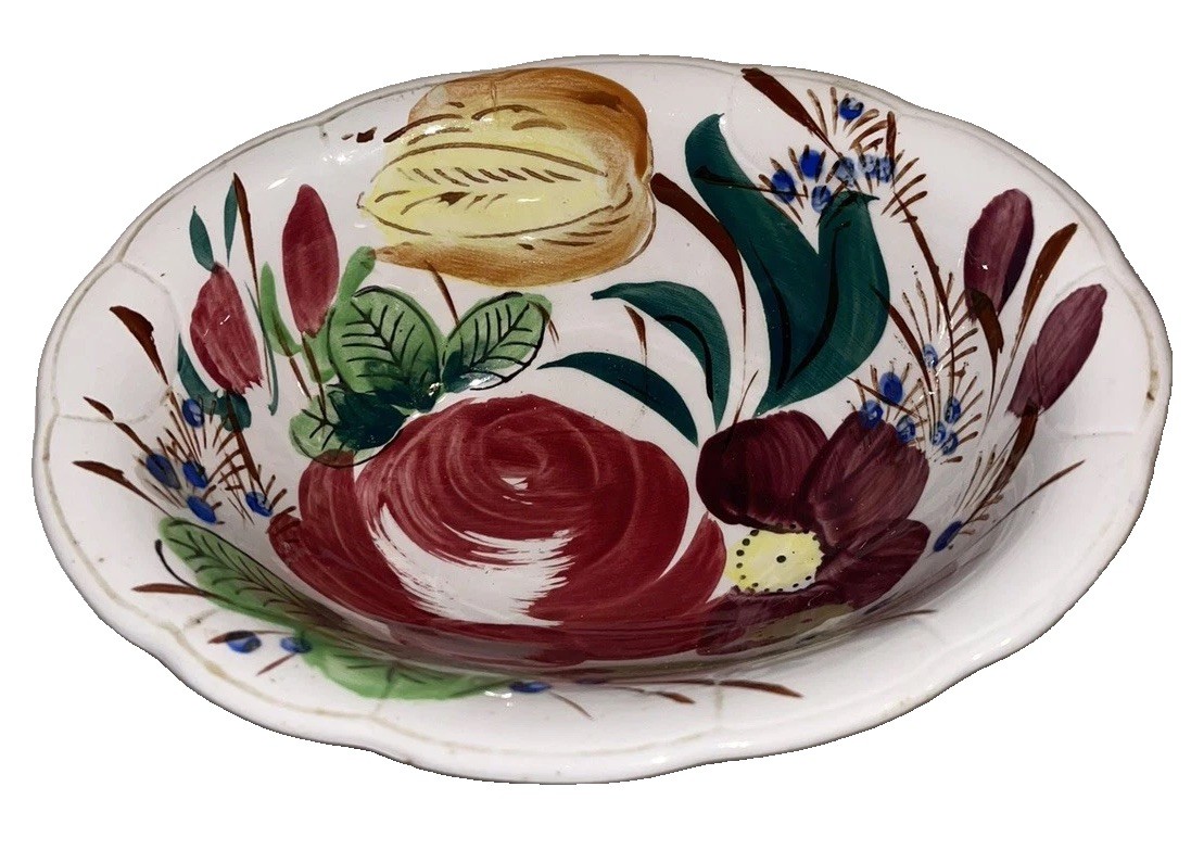 Nice Vintage Italian Ceramic Floral Oval Serving Bowl Fun
