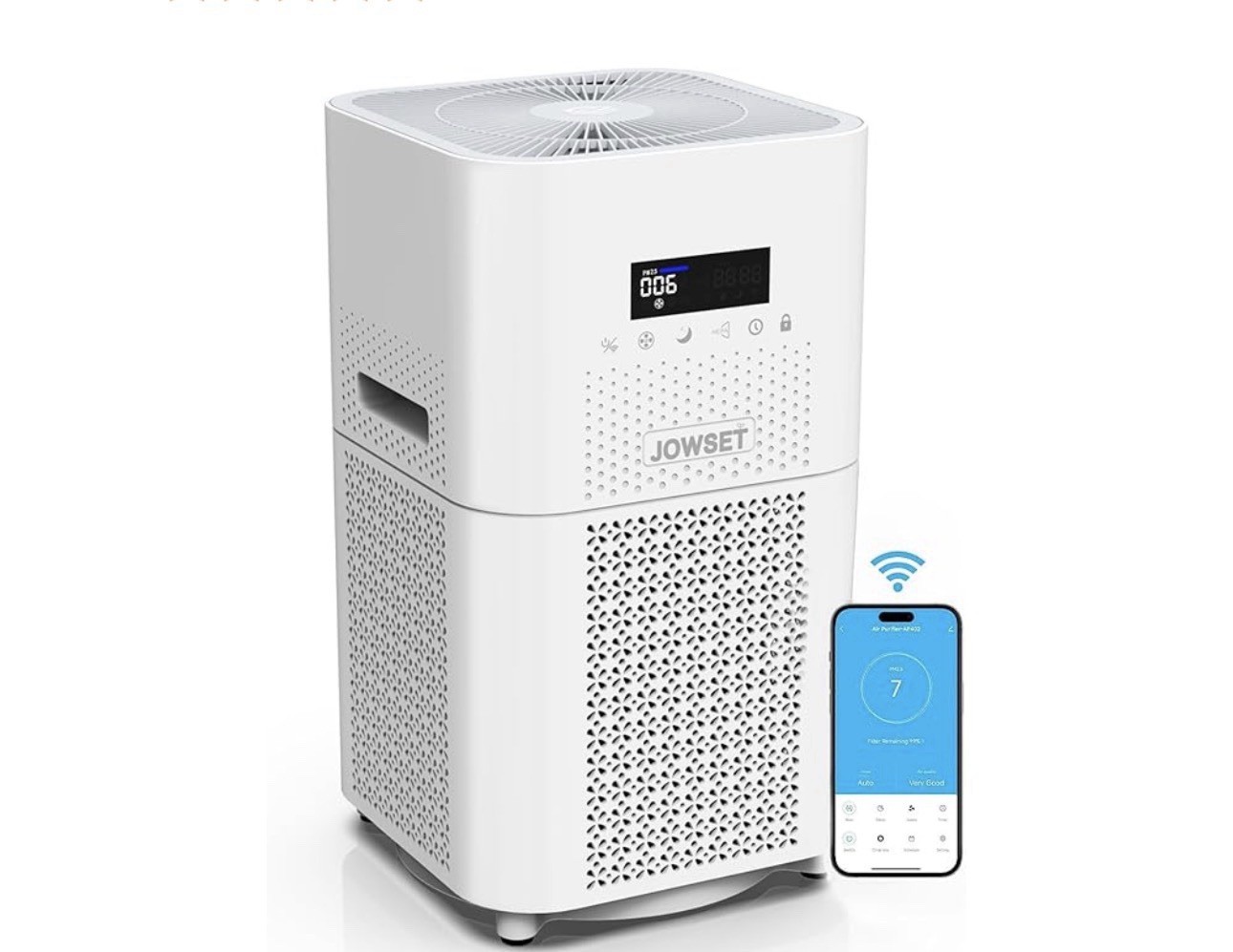 JOWSET True HEPA 4-Stage Smart Air Purifier Wi-Fi/App/Alexa 250 CFM White