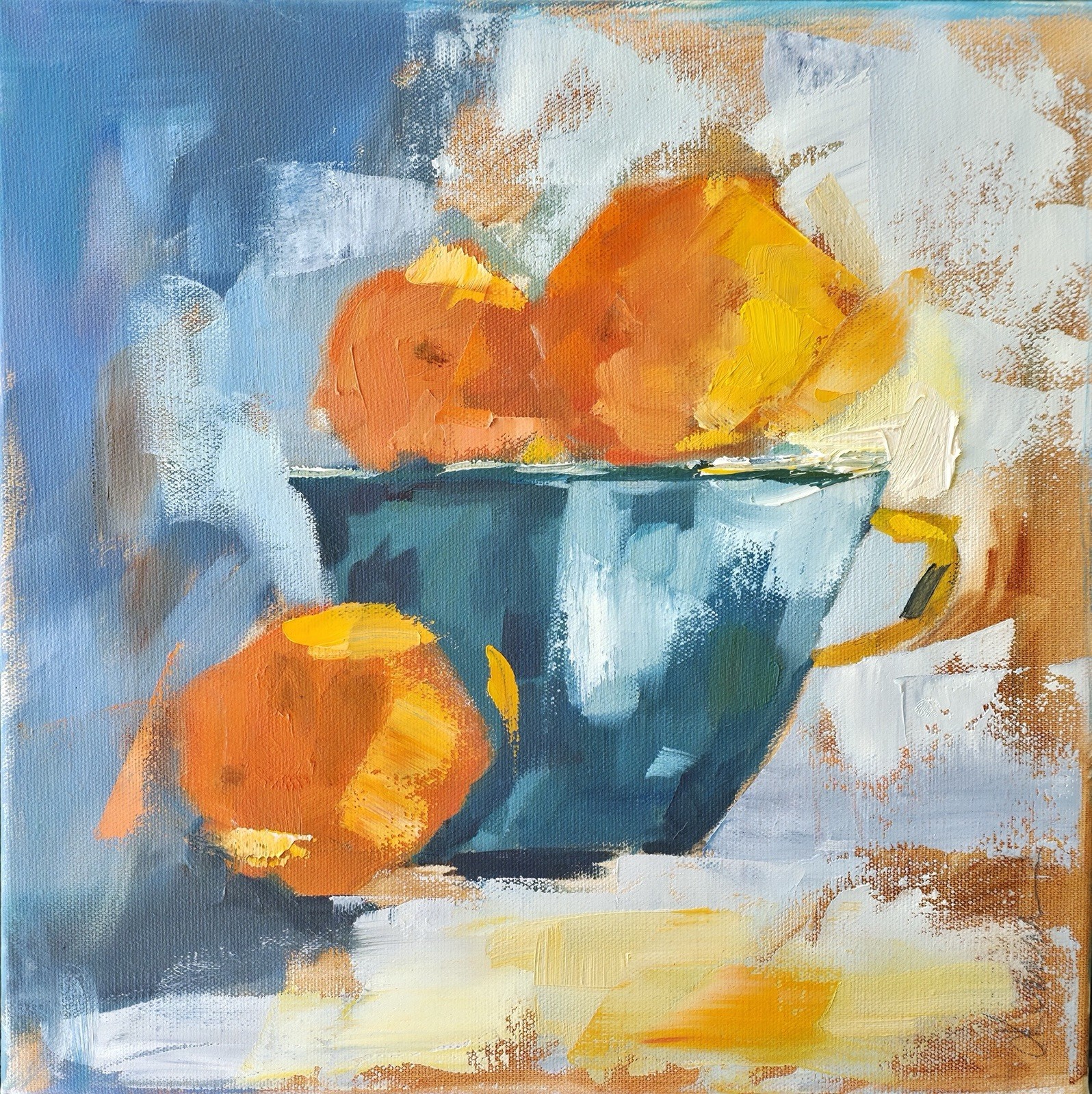 Impressionist Still Life Tangerines Oranges Blue Bowl Impressionist Still Life Tangerines Oranges Blue Bowl