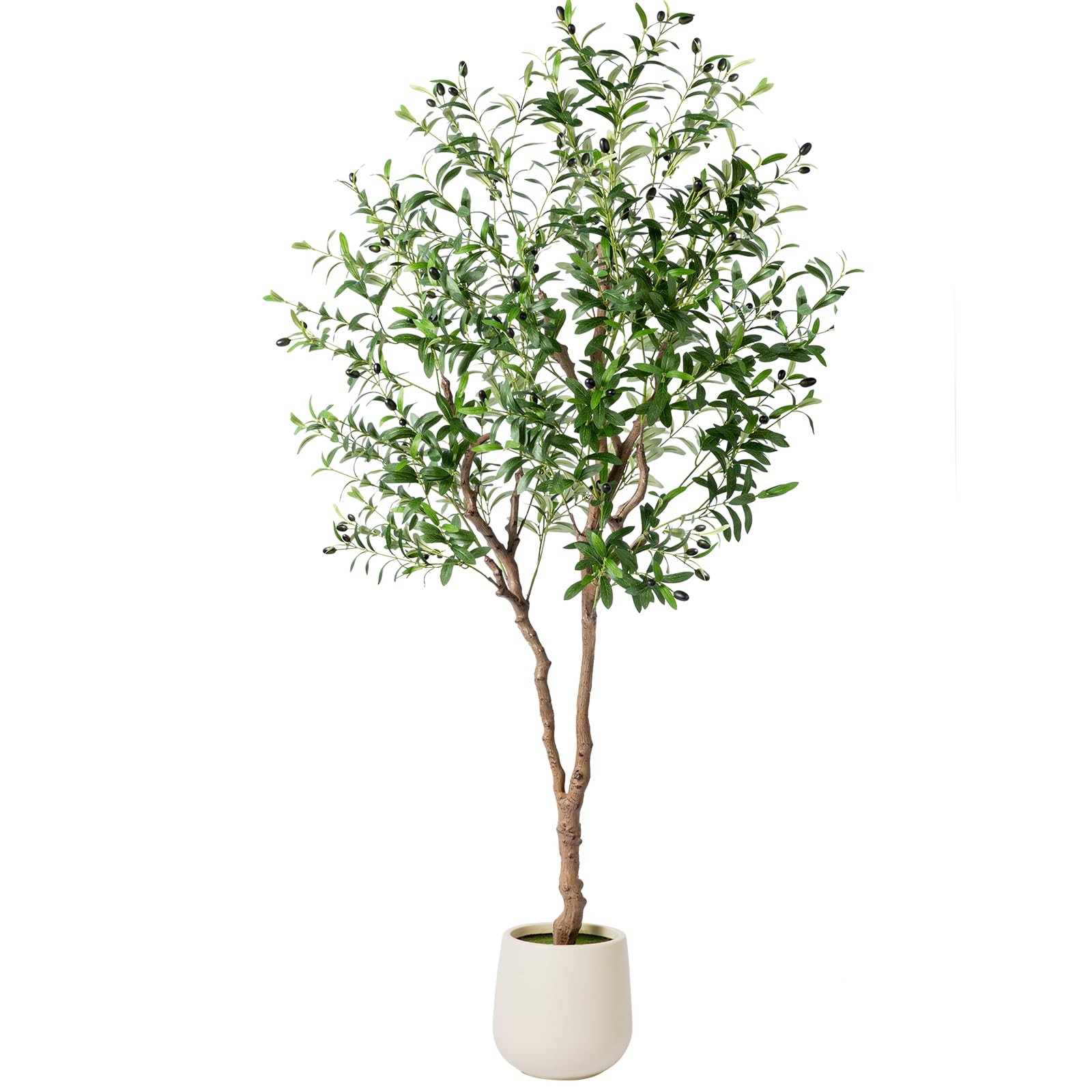 NOVAROOT 6FT Faux Olive Tree with Decorative Planter, Trees 6ft, Green