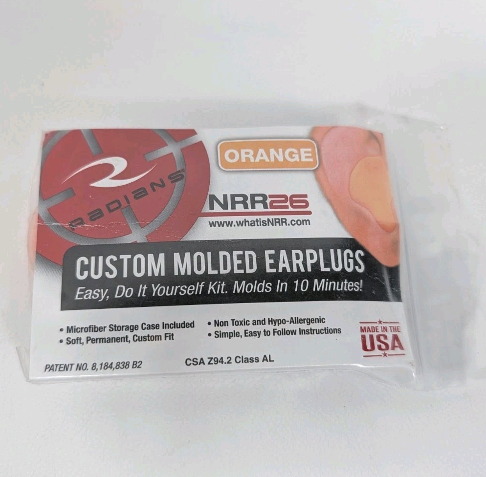 Radians Custom Molded Earplugs Orange NRR26 - 26 Decibel Noise Reduction Radians Custom Molded Earplugs Orange NRR26 - 26 Decibel Noise Reduction