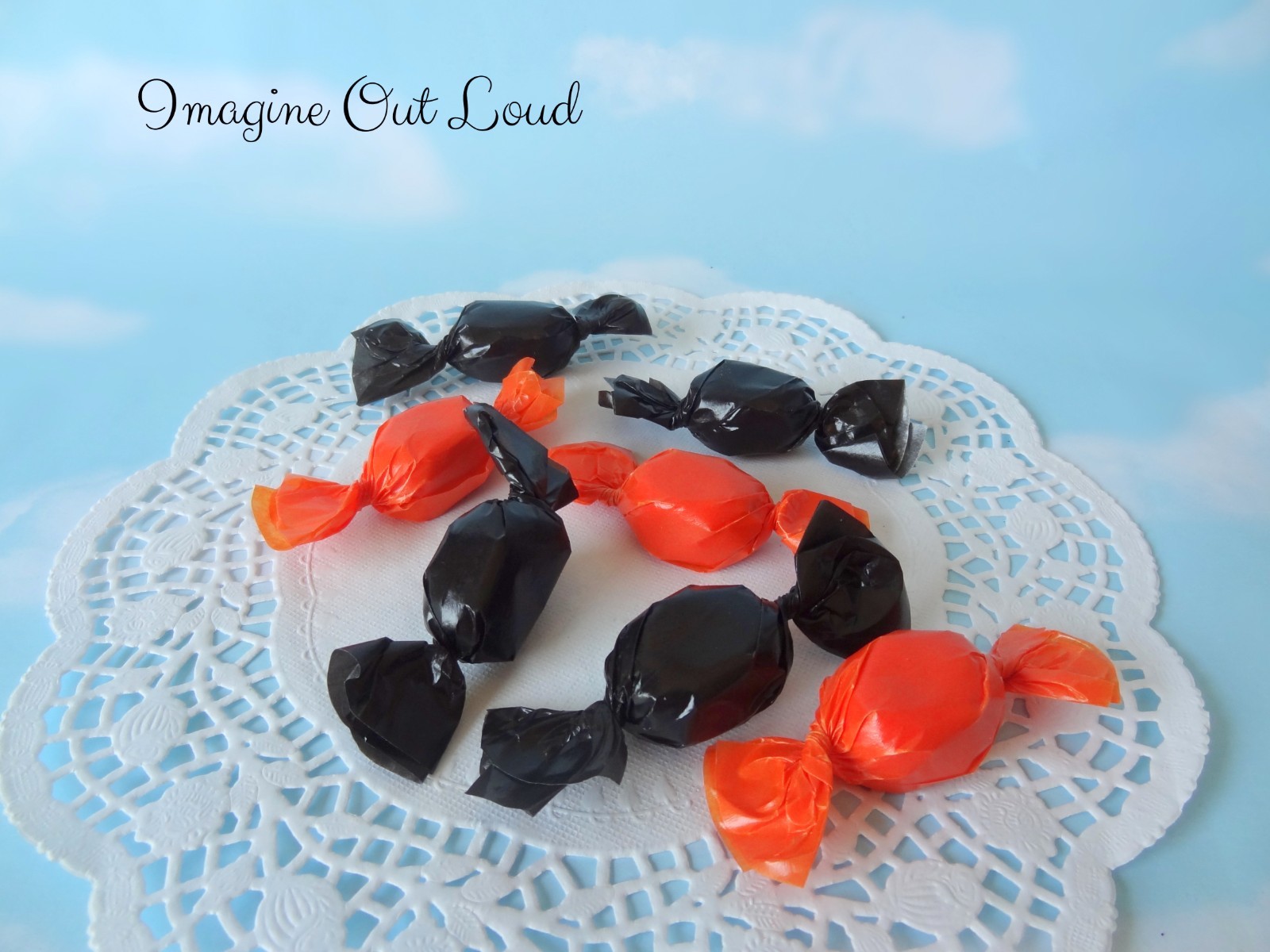 FAKE CANDY Halloween Black Orange Peanut Butter Kisses Taffy Bowl Fillers