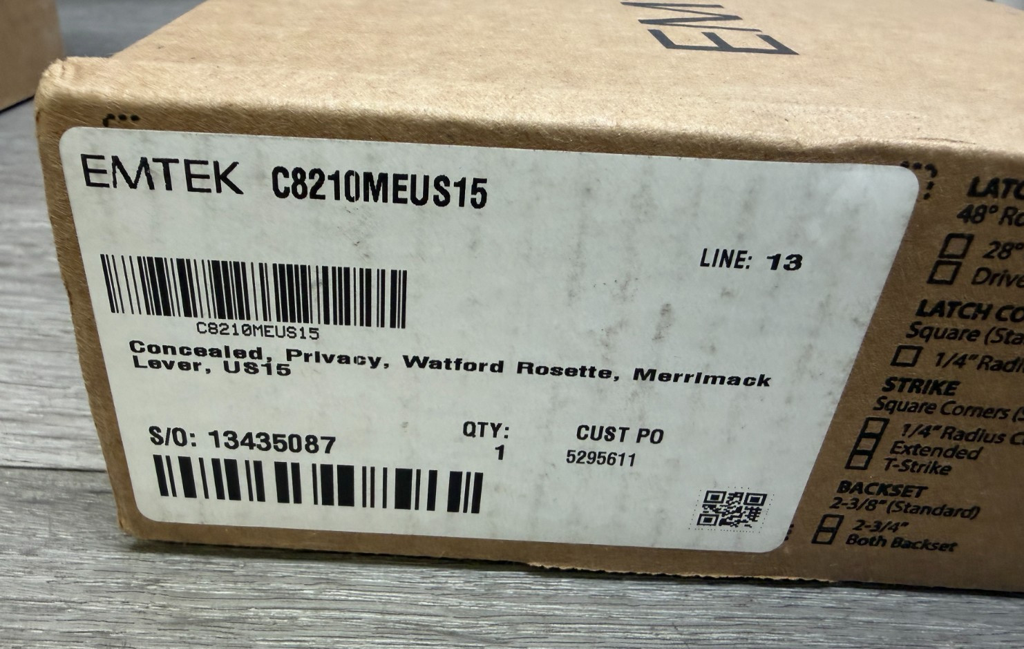 Emtek C8210MEUS15 Concealed, Privacy, Watford Rosette, Merrimack Lever
