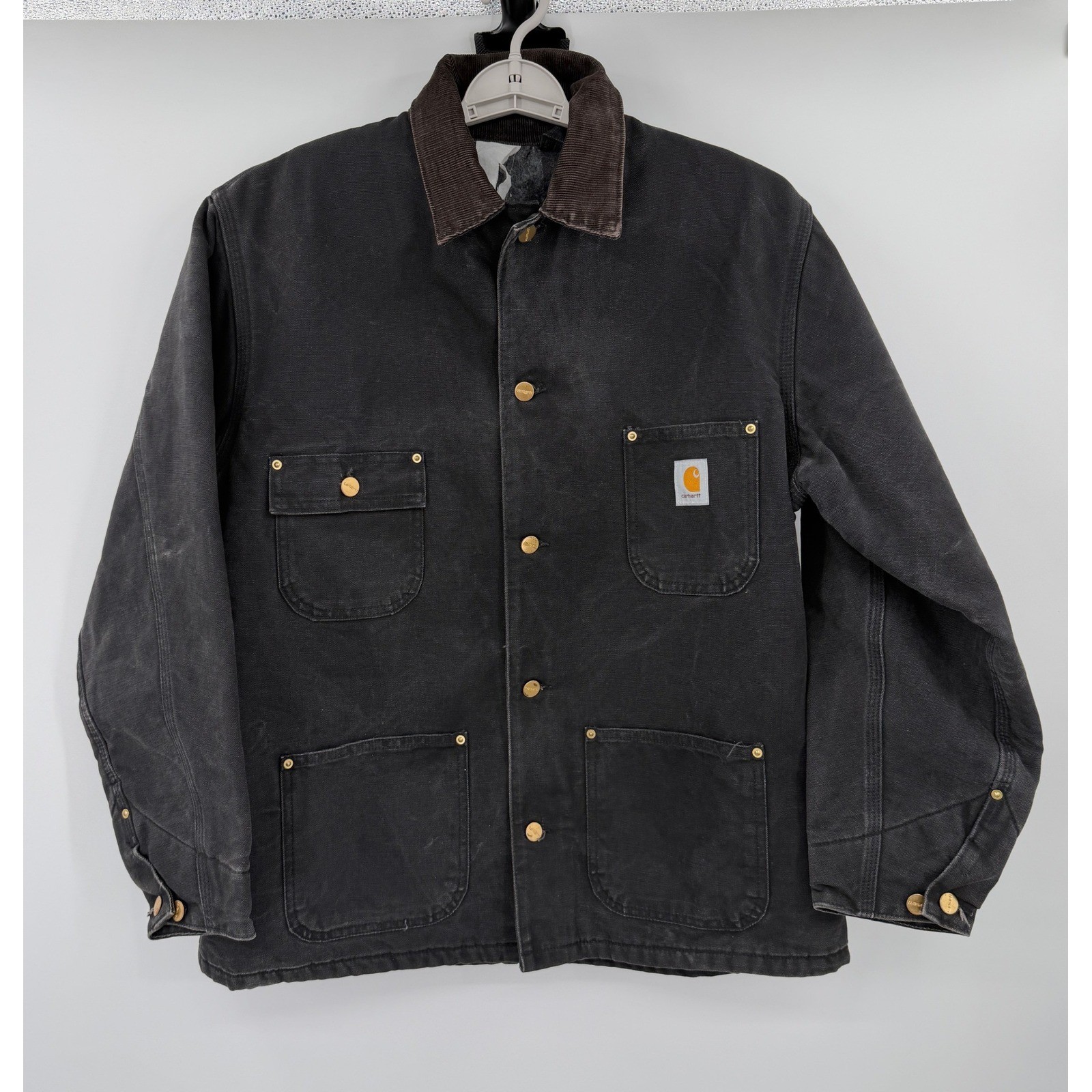 Carhartt Vintage Blanket Lined Chore Coat Black Duck Canvas Jacket C01 BLK