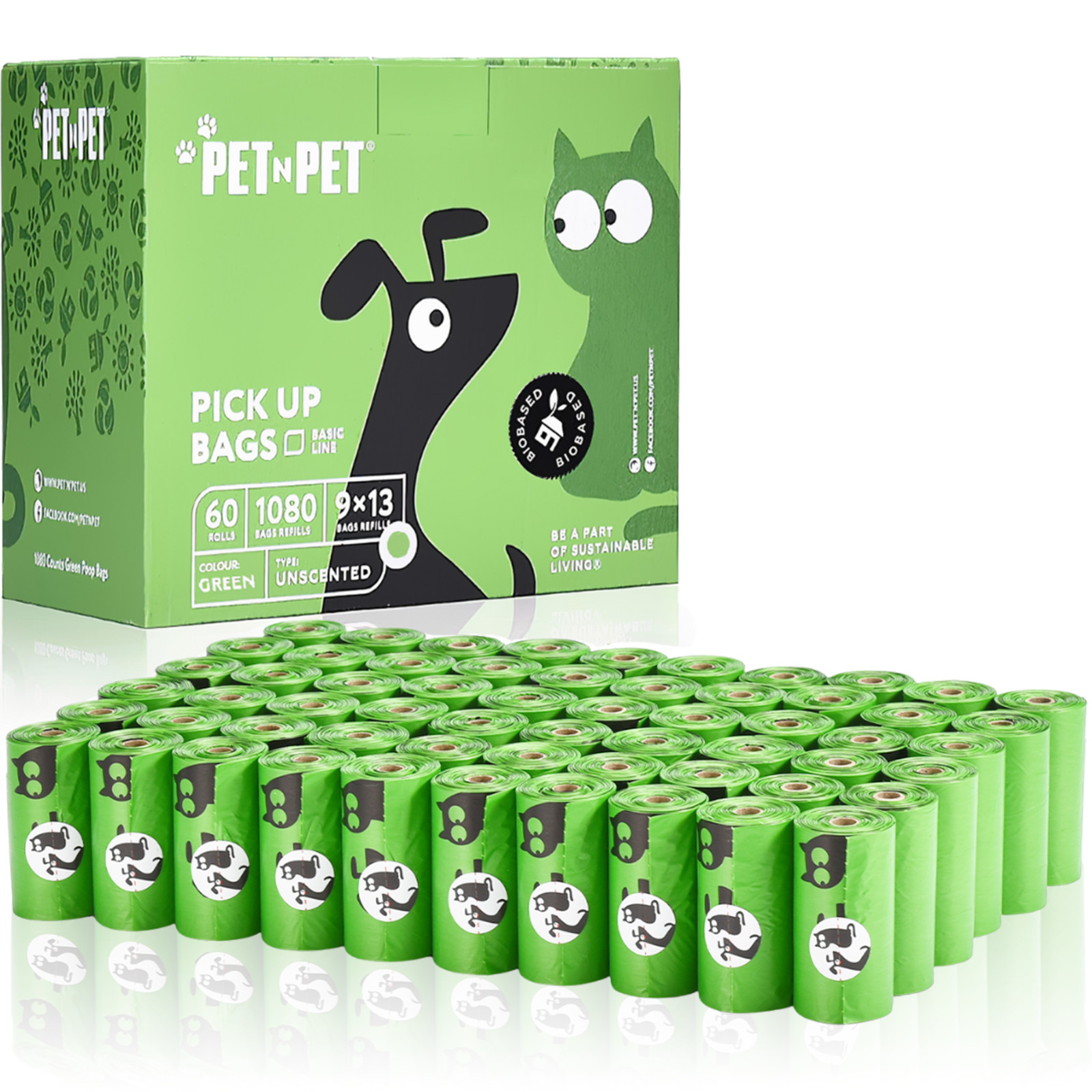 Pet N Pet 1080 Counts Green Poop Bags for Dogs, 38% Plant Based Pet N Pet 1080 Counts Green Poop Bags for Dogs, 38% Plant Based