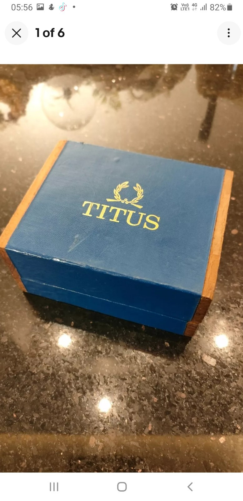 Antique Titus blue rectangle watch box and Garentee Card Titus Antique watches