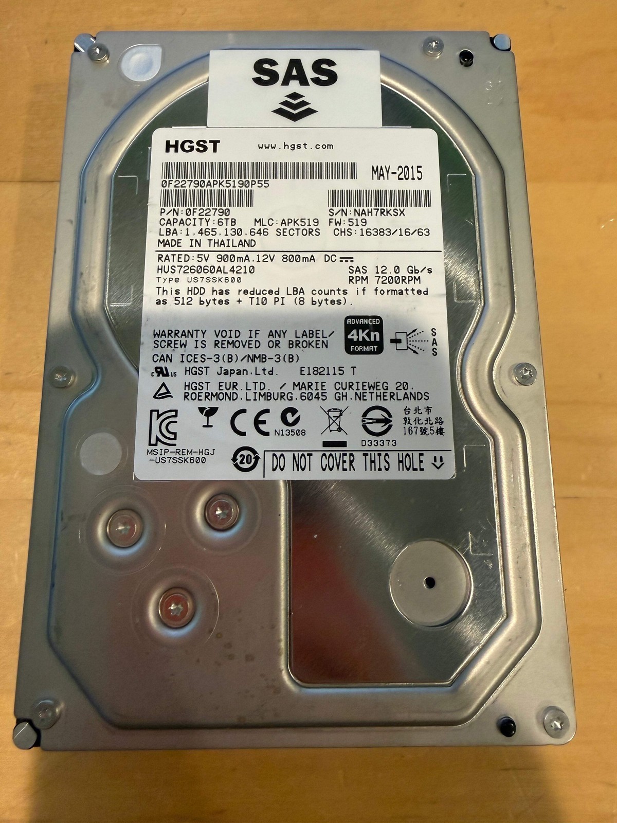 HGST He6 6TB SAS 7.2K HDD | HUS726060ALS640