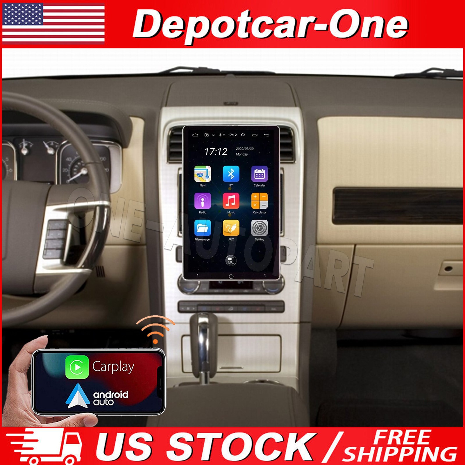 Android 13 Rotatable Car Radio Stereo For Lincoln MKX 2007-2009 Carplay GPS Navi