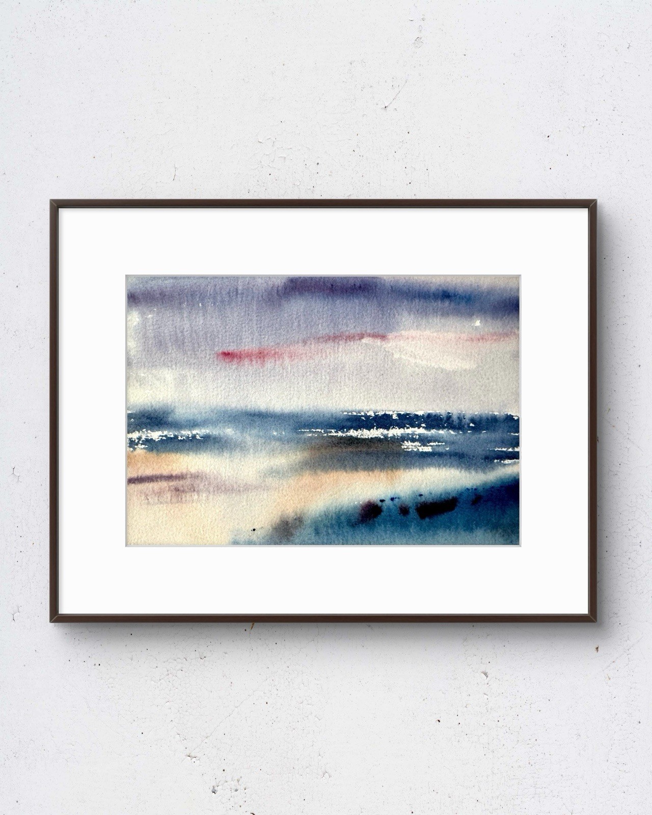 Lake Study No.12 7x5 Sunset Watercolor Painting Landscape Fine Art Wall Decor