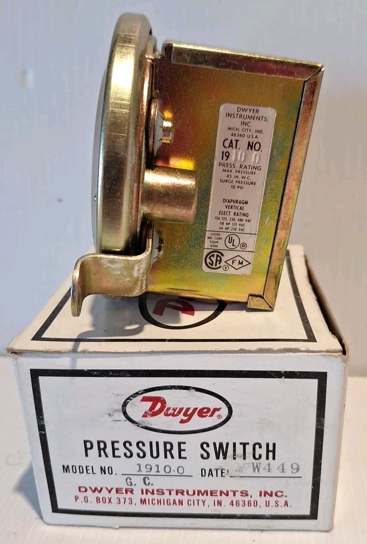 Dwyer Instruments 45 IN. W.C. 10PSI Pressure Switch 1910-0 Dwyer Instruments 45 IN. W.C. 10PSI Pressure Switch 1910-0