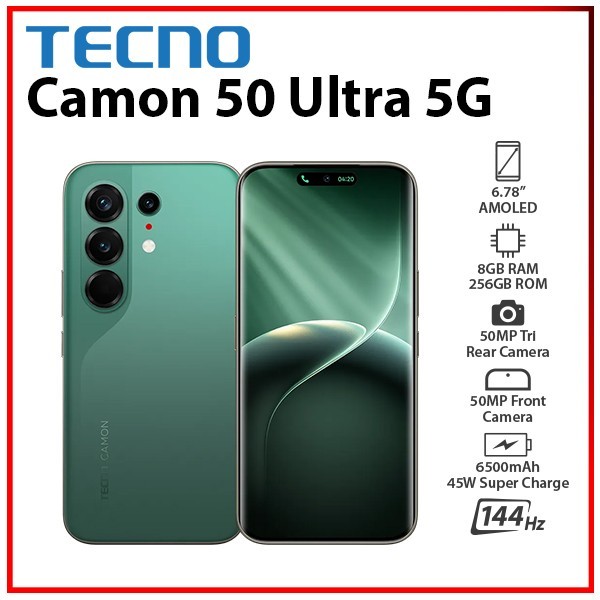 Tecno Camon 50 Ultra 5G 8GB+256GB GREEN Dual SIM Unlocked Android Mobile Phone