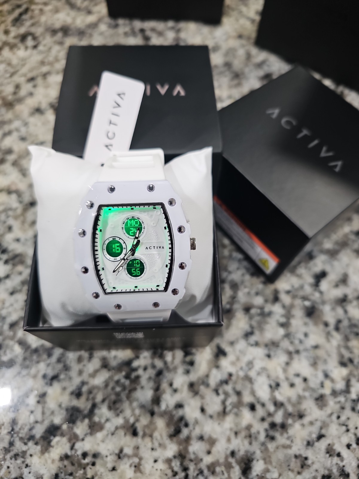Activa X Invicta Digital Essentials Men's Watch tonneau (barrel) shaped white