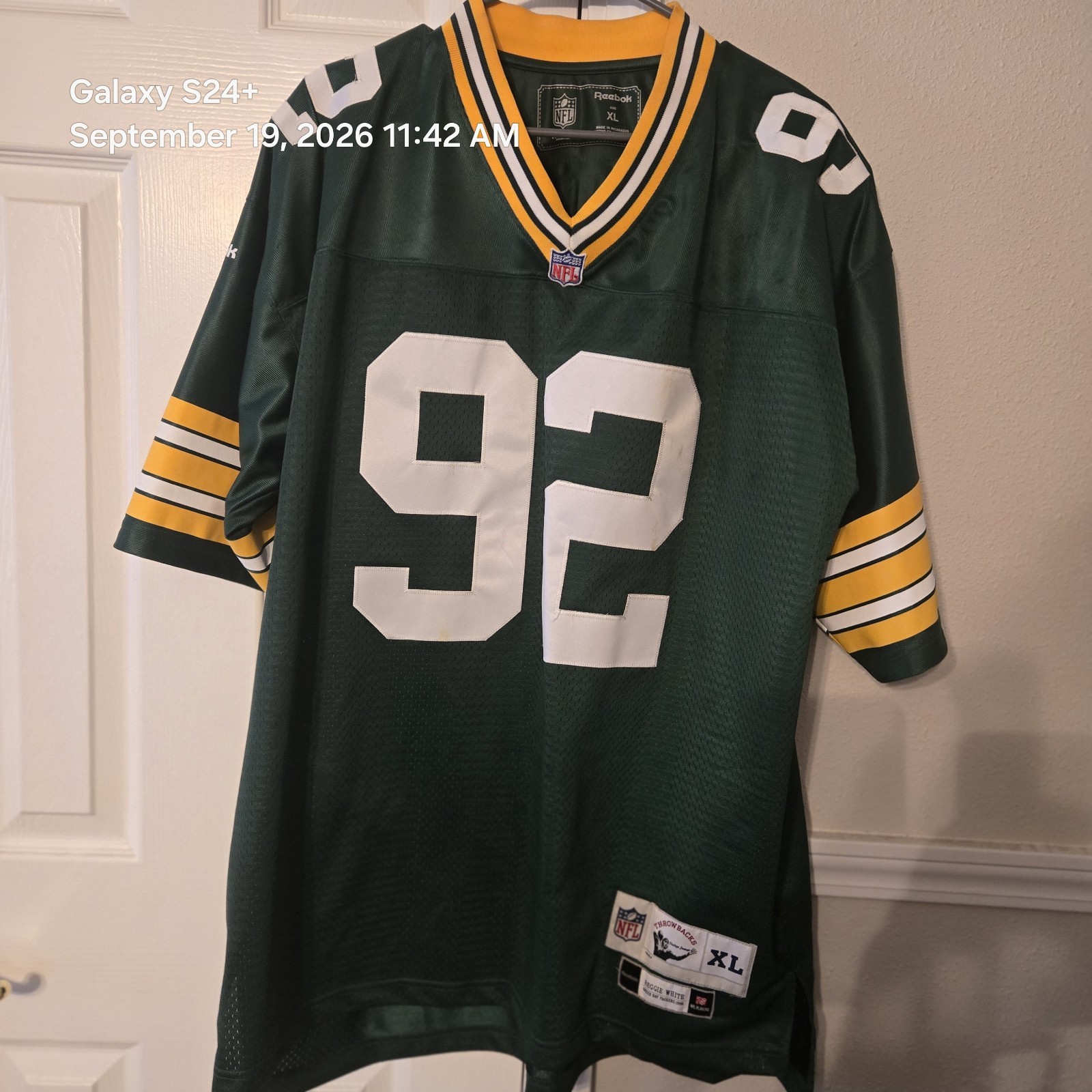 Reebok NFL Green Bay Packers Reggie White #92 Green/White Jersey Men’s XL