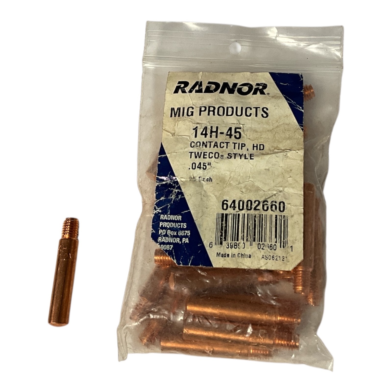 Radnor Contact Tips 14H-45 25 Pack Tweco Style .045\