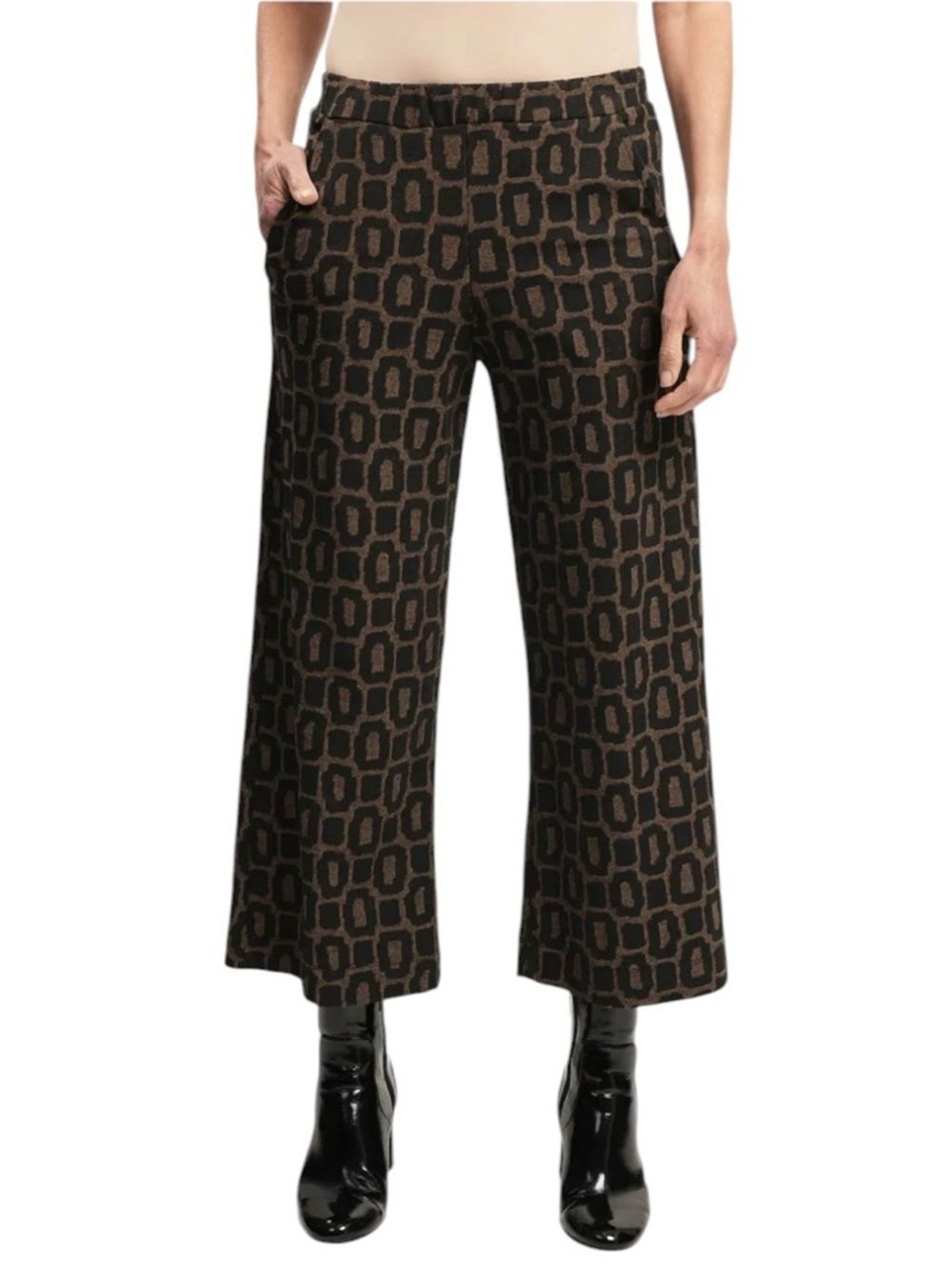 Alembika Dynamite Days Pants Size 1 US 6-8 NWT Black Brown Geometric Crop