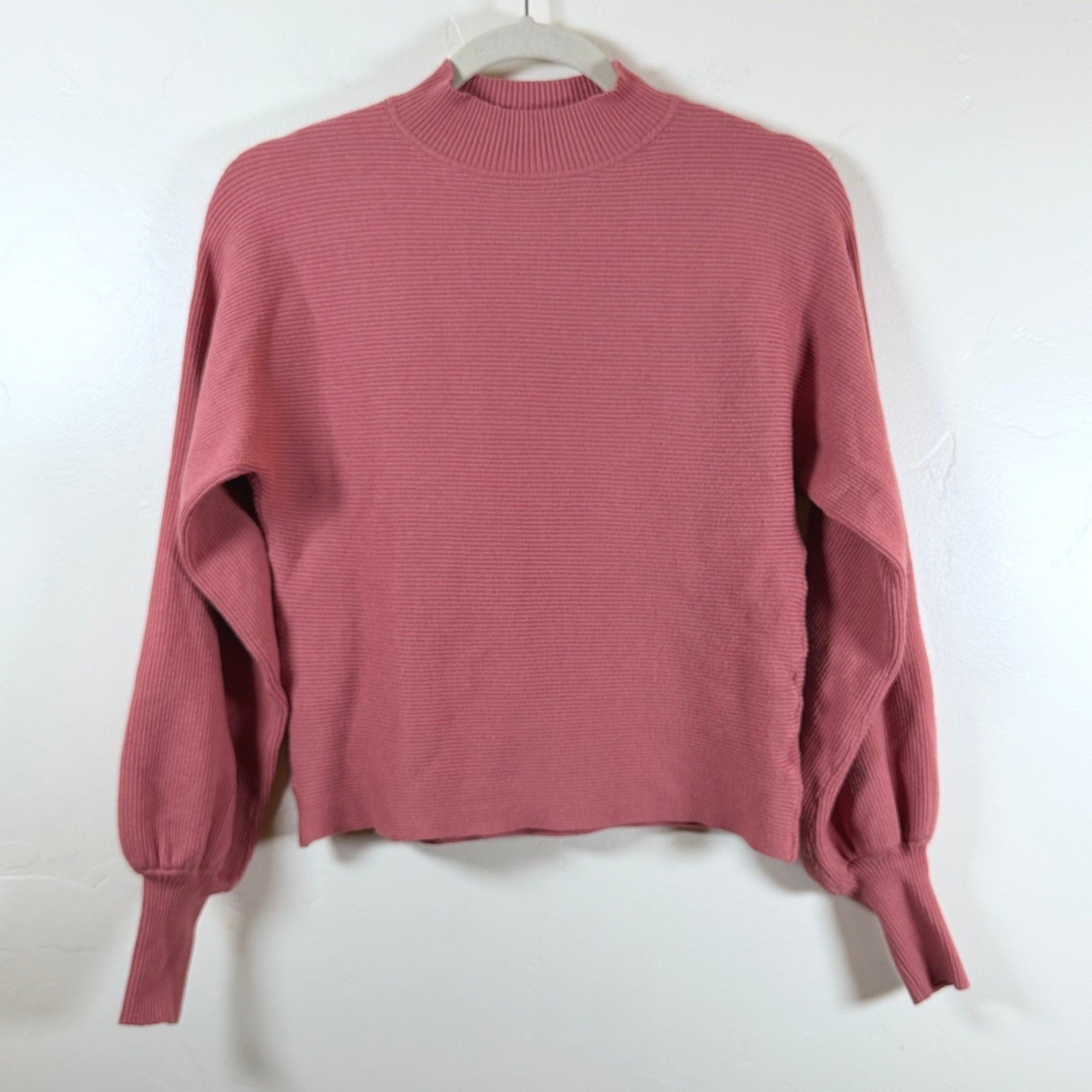 Gilli Ribbed Mockneck Balloon Sleeve Sweater Women\'s Small Rose Pink Feminine