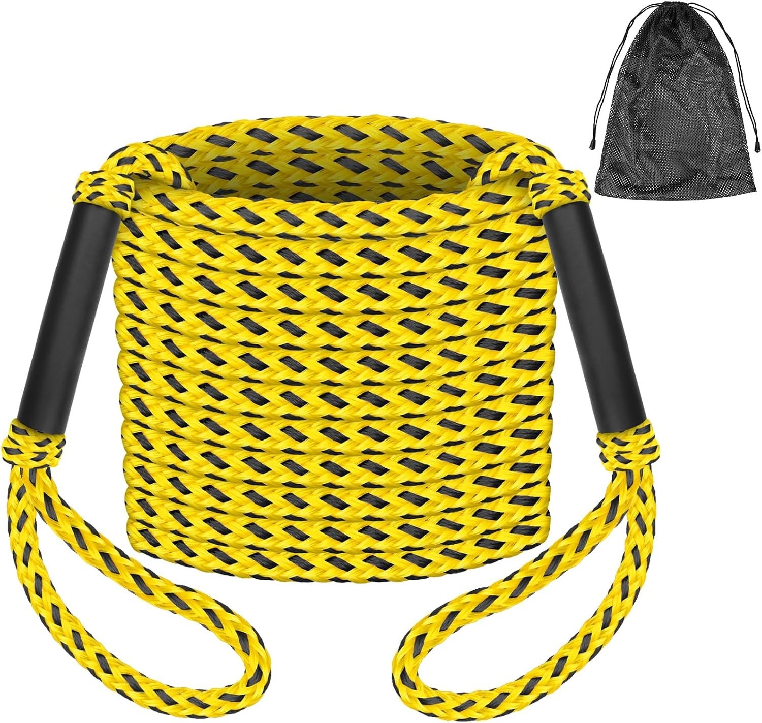 60FT Boat Tow Rope for Tubing, Towable Tube Rope | PE Heavy Duty Construction, F