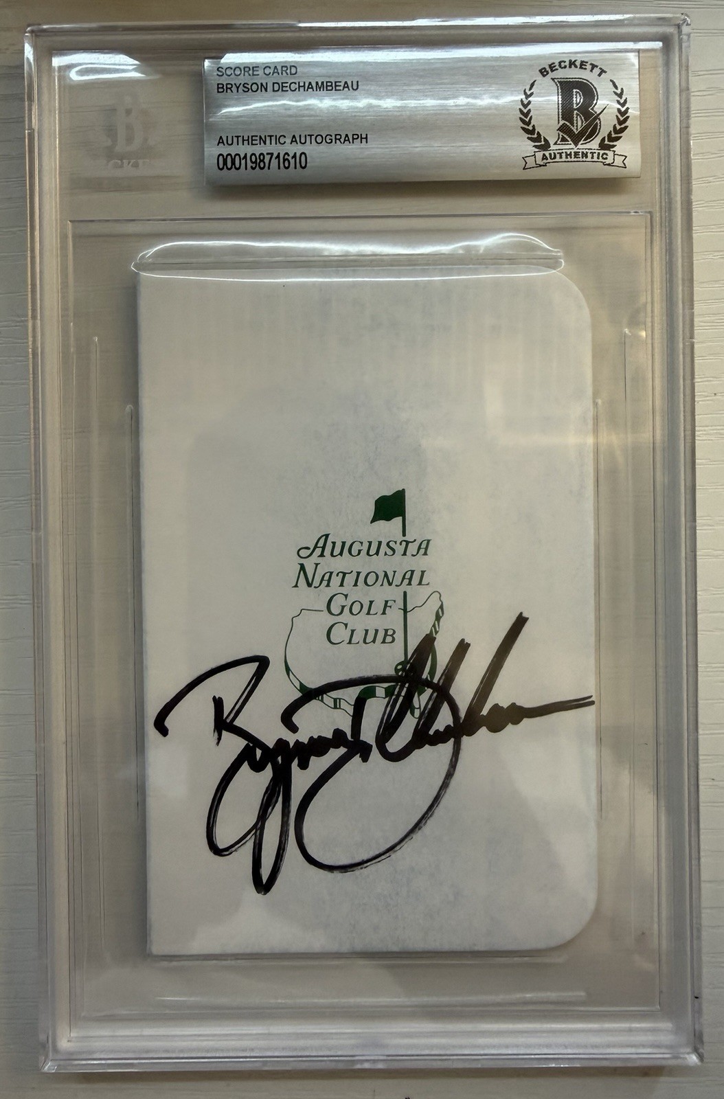 Bryson DeChambeau - Augusta ScoreCard SIGNED AUTO AUTOGRAPH - Beckett COA BAS Bryson DeChambeau - Augusta ScoreCard SIGNED AUTO AUTOGRAPH - Beckett COA BAS