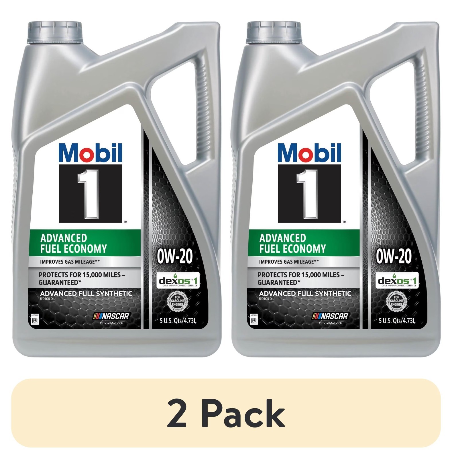 (2 pack) Mobil 1 Advanced Fuel Economy 0W-20 Full Synthetic Oil